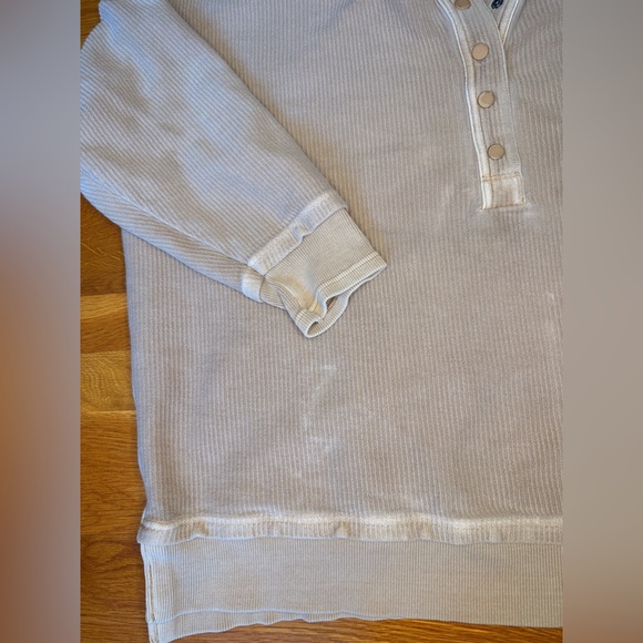 Aerie Oversized Waffle Knit Hoodie XL Neutral Henley Pullover Lounge - Picture 2 of 9